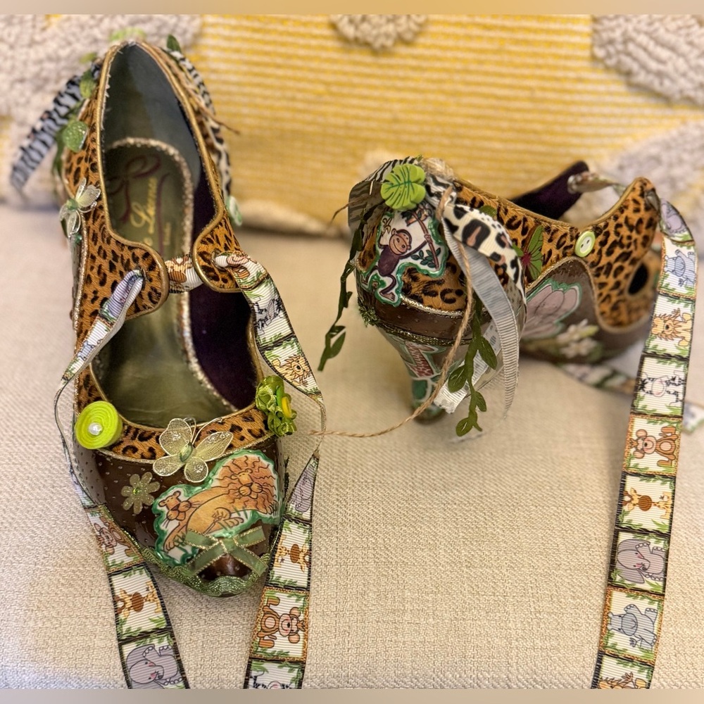 HandMade OOAK Mary Jane wedge statement heel in safari zoo jungle theme 8/39 - Picture 8 of 12